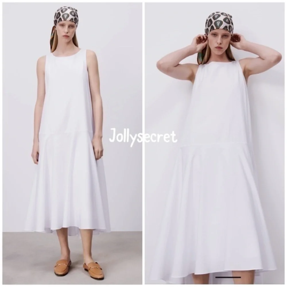 NEW Zara voluminous poplin white dress - Picture 2 of 5